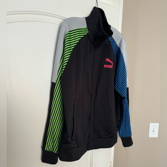 Brand new “Puma”men’s full zippered sweatshirt.Size-L,color-black(multicolor)💚 - Picture 4 of 8